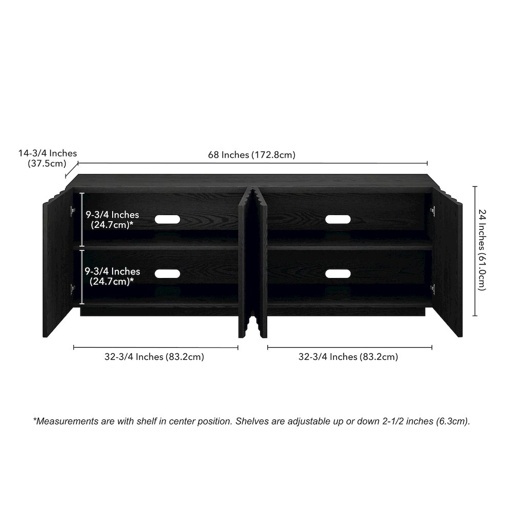Henn&Hart Fluted TV Stand for TVs up to 75'' with 2 Ribbed Storage Cabinets and. Picture 6