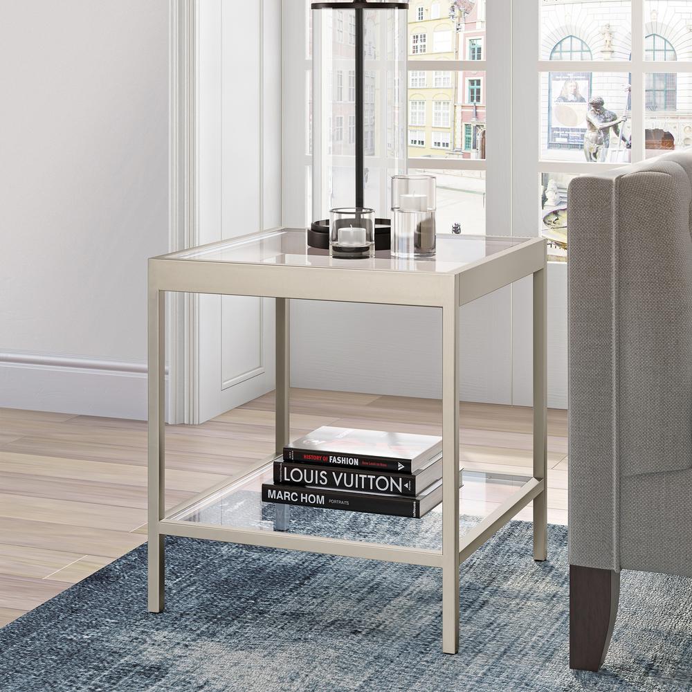 Alexis 20'' Wide Square Side Table in Nickel. Picture 2