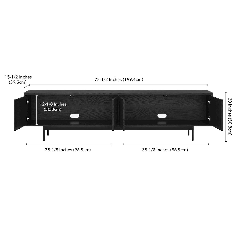Whitman Rectangular TV Stand for TV's up to 85" in Black Grain. Picture 5