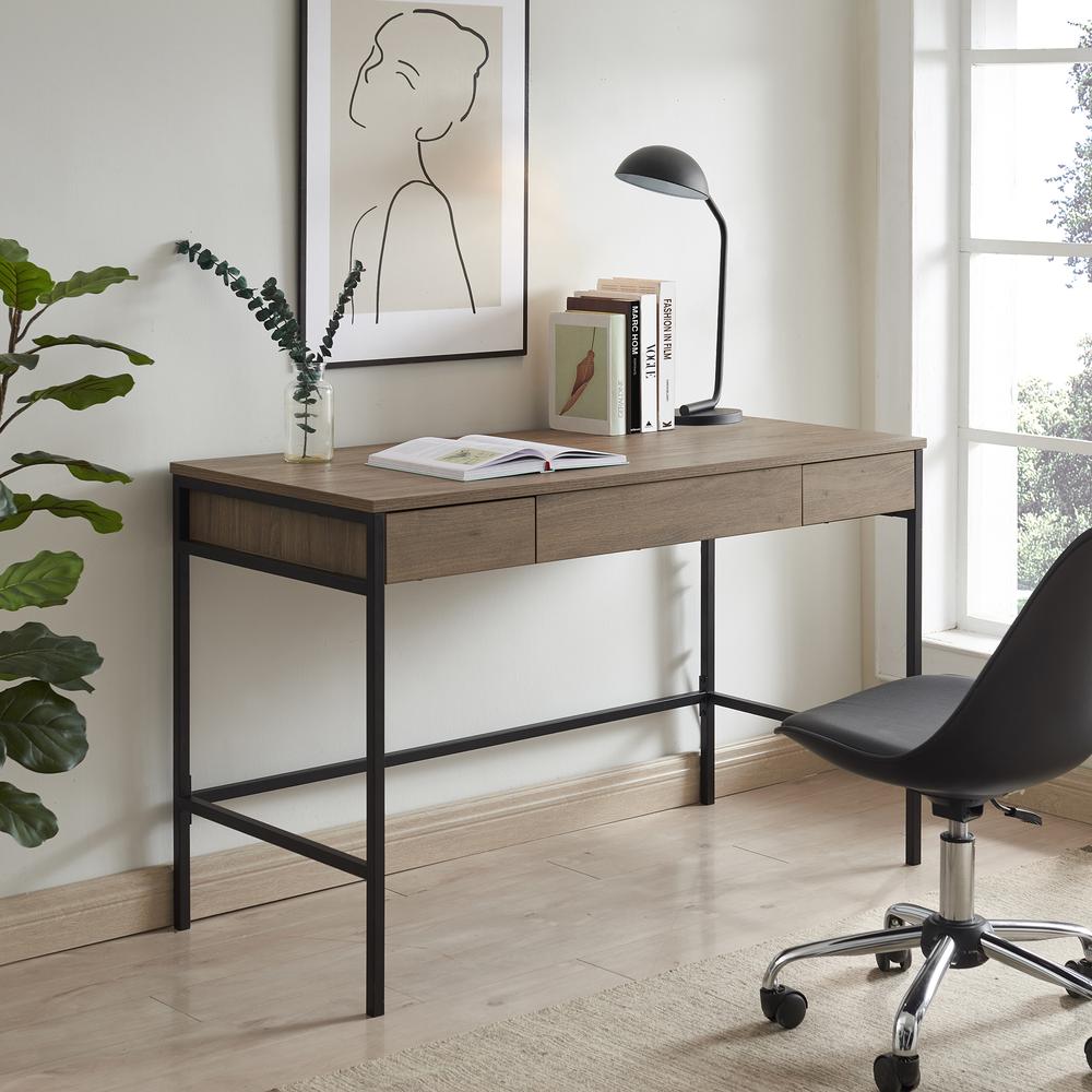 Evans 47.75'' Wide Rectangular Writing Desk in Antiqued Gray Oak. Picture 6