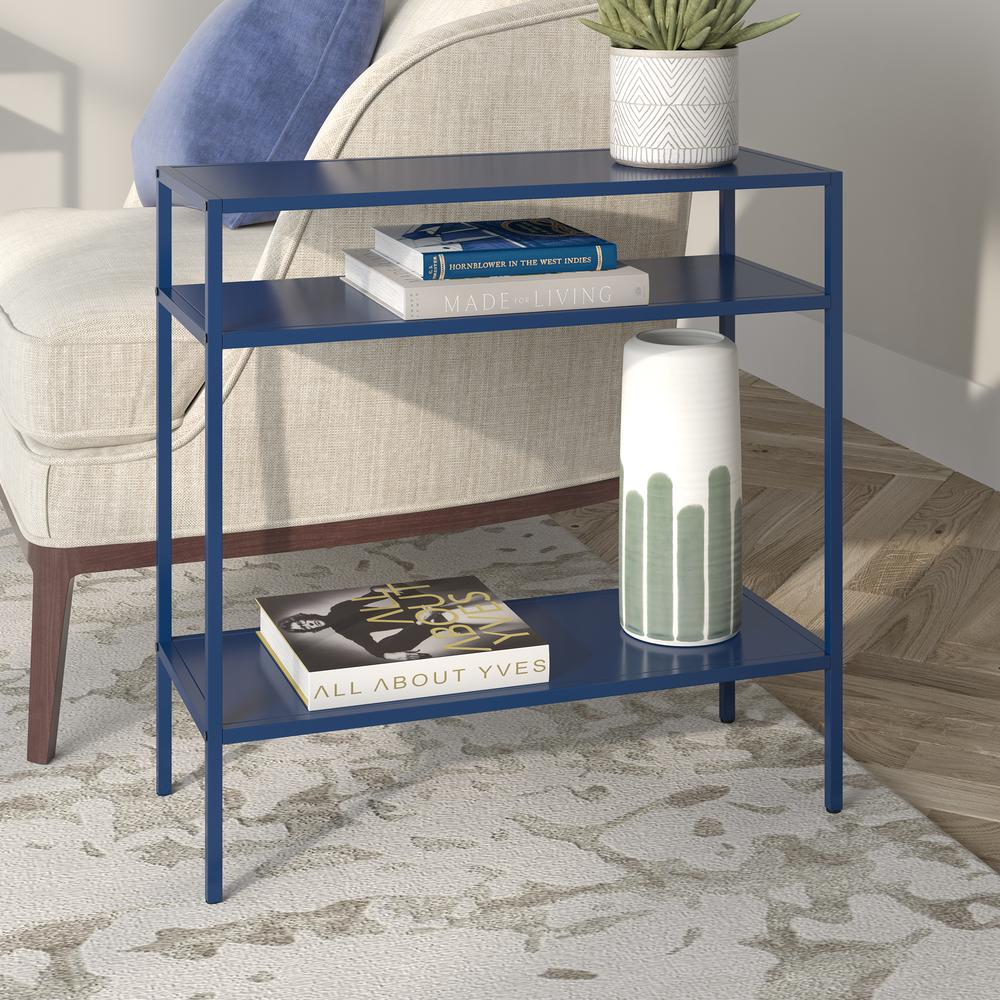 Ricardo 24'' Wide Rectangular Side Table in Mykonos Blue. Picture 2