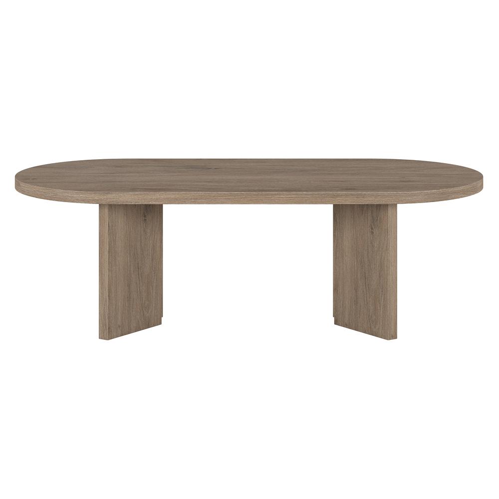 Alma 48" Wide Oval Coffee Table in Antiqued Gray Oak. Picture 2