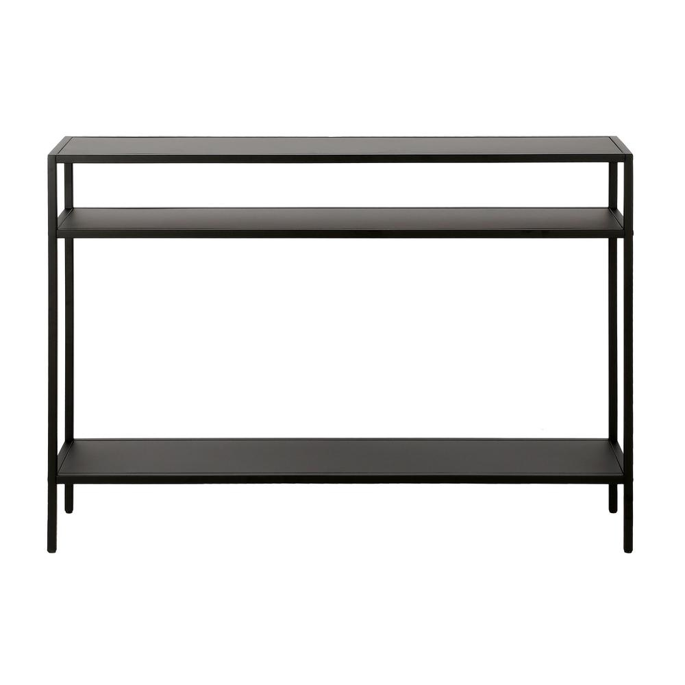Ricardo 42'' Wide Rectangular Console Table with Metal Shelves in Blackened Bronze. Picture 3