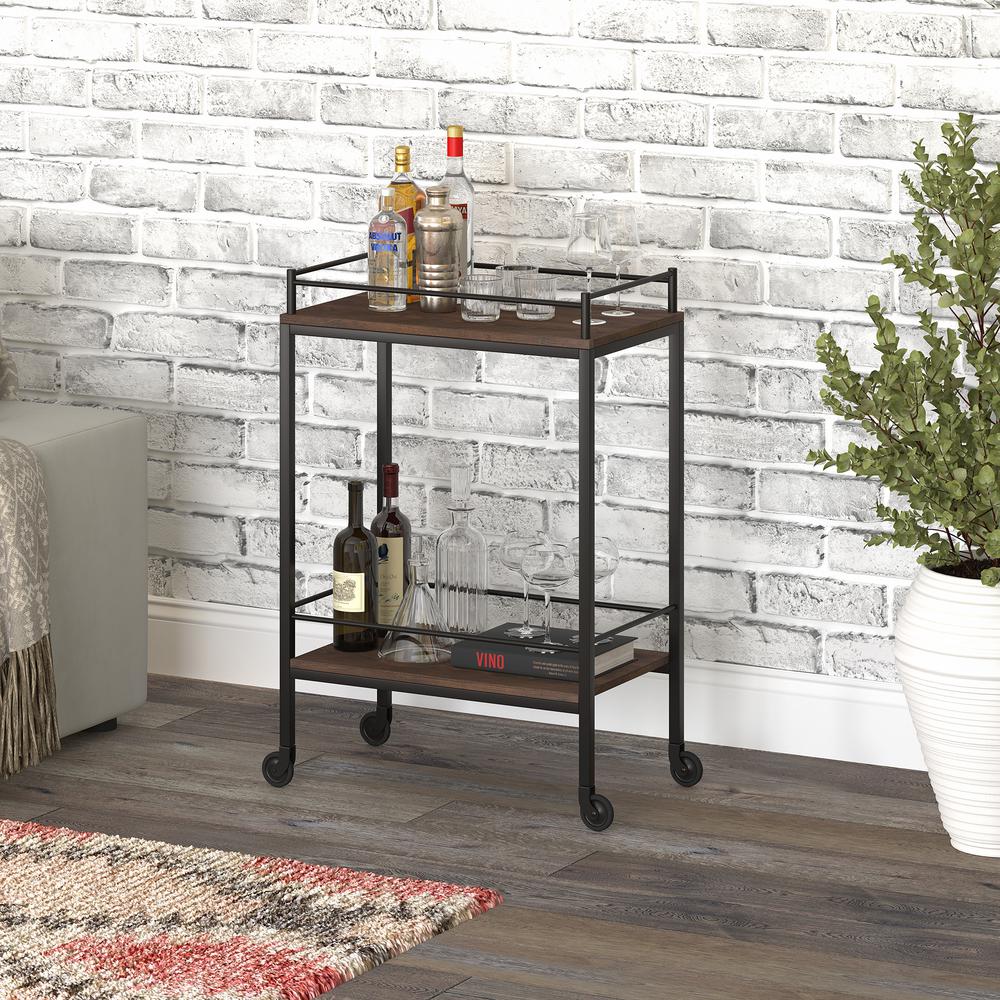 Barnes 23.5'' Wide Rectangular Bar Cart in Alder Brown. Picture 5