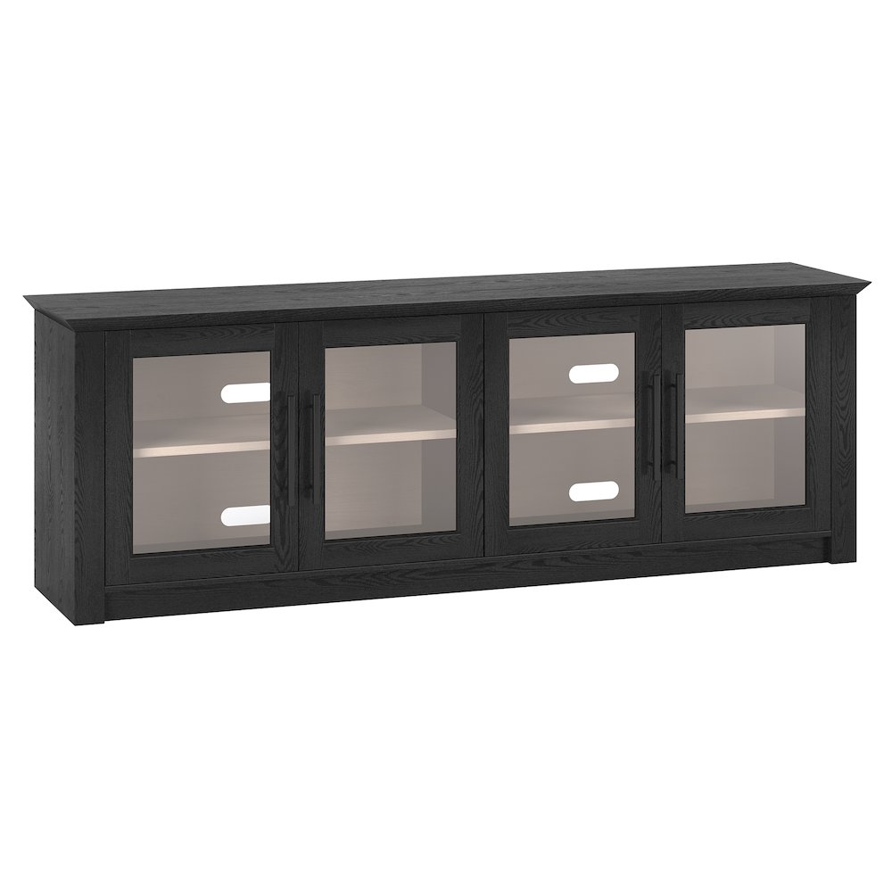 Rectangular TV Stand for TV's up to 78" with Glass Doors in Black Grain. Picture 1