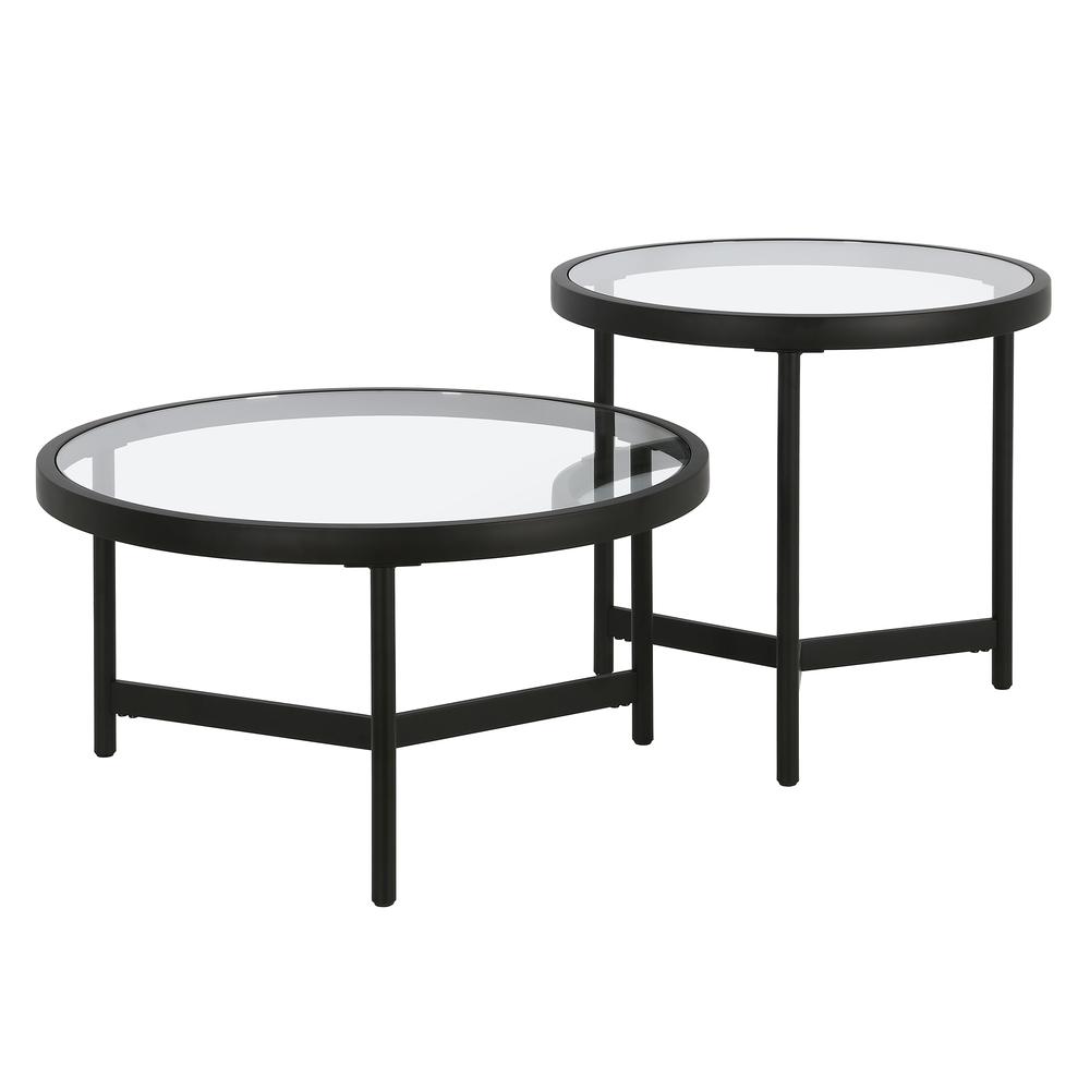 Quentin 30'' Wide Round Coffee Table in Blackened Bronze. Picture 1