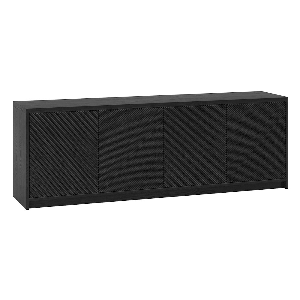 Renad Rectangular TV Stand for TV's up to 78" in Black Grain. Picture 1