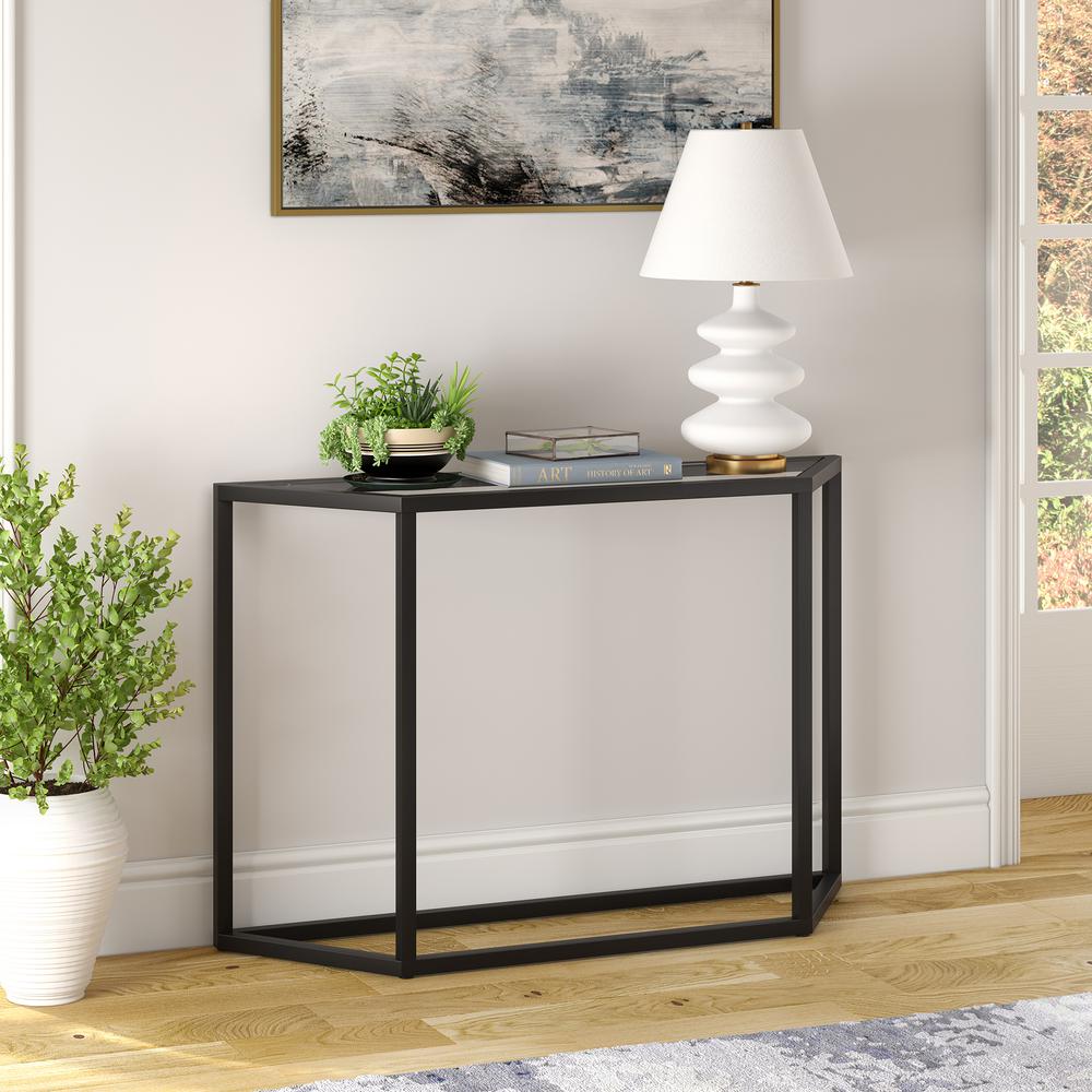 Levi 44'' Wide Trapezoid Console Table in Blackened Bronze. Picture 2