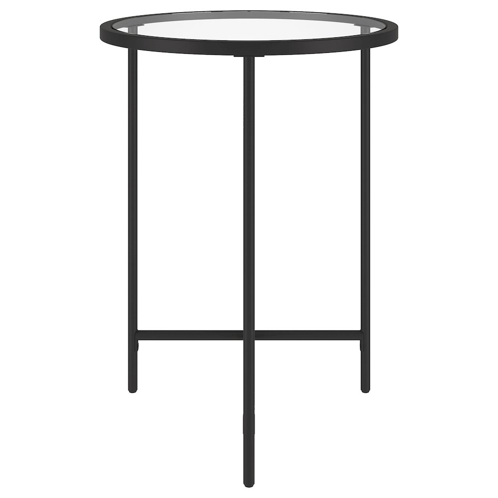 18'' Round Glass End Table Modern Side Table, Night Stand, Black. Picture 3