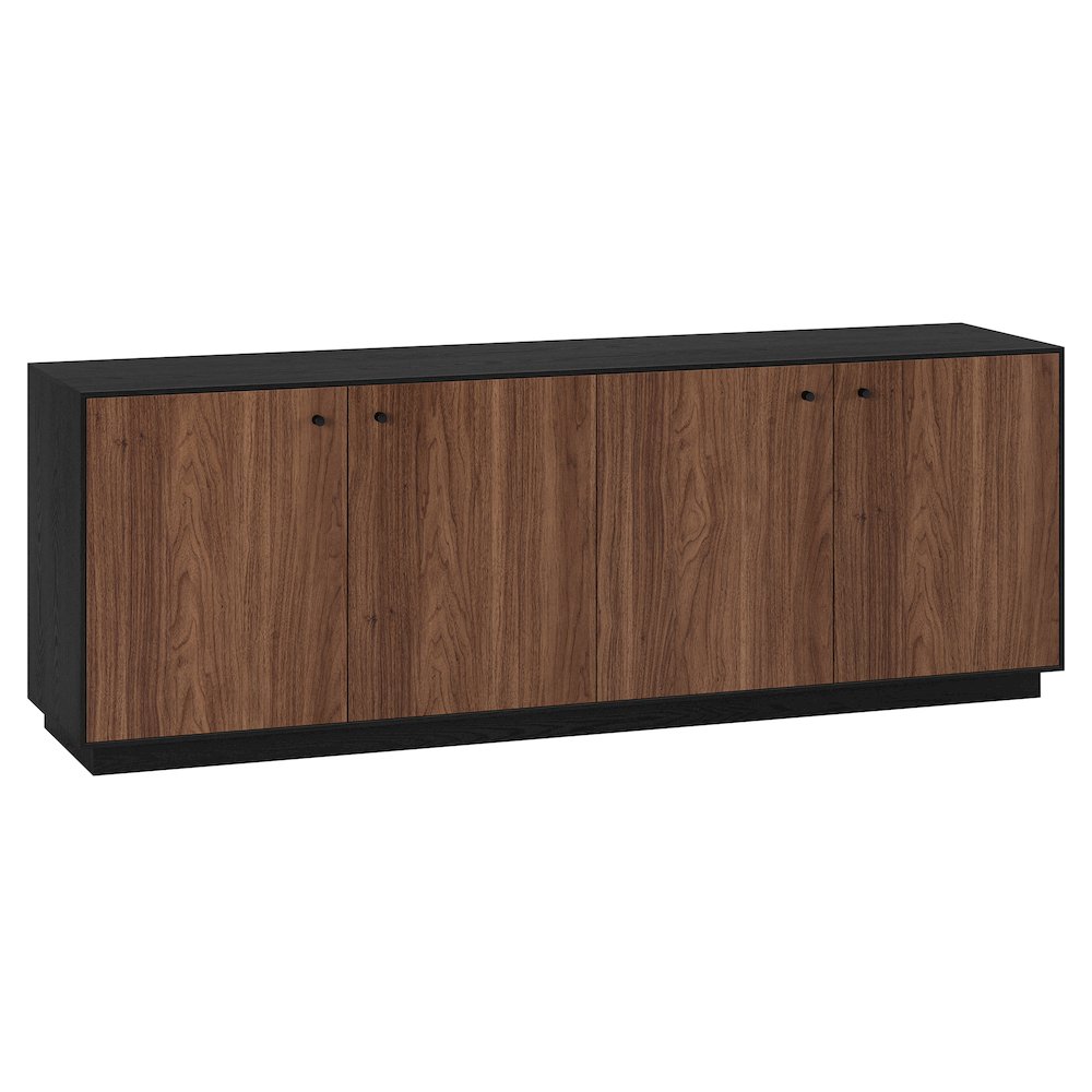 Lillian Rectangular TV Stand for TV's up to 75" in Black Grain/Satin Walnut. Picture 1