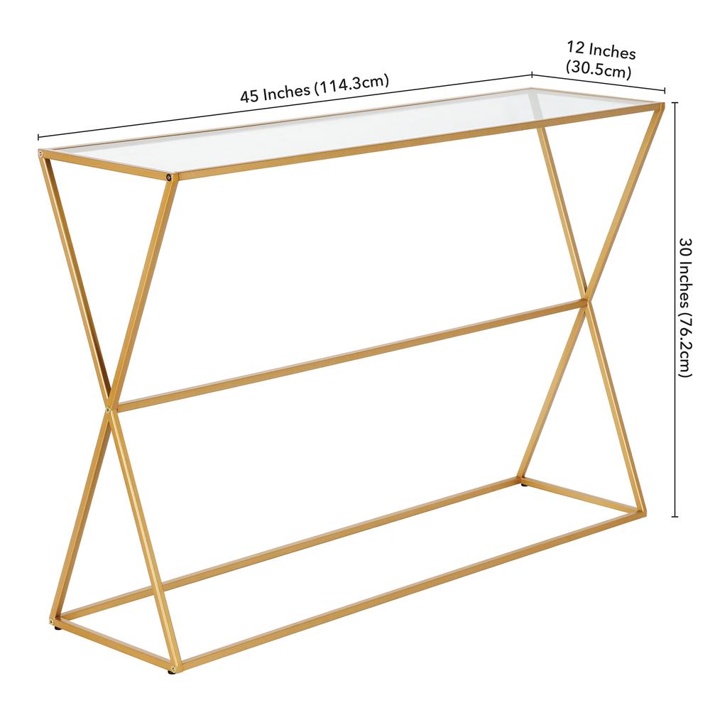 Sabrina 45'' Wide Rectangular Console Table in Brass. Picture 5