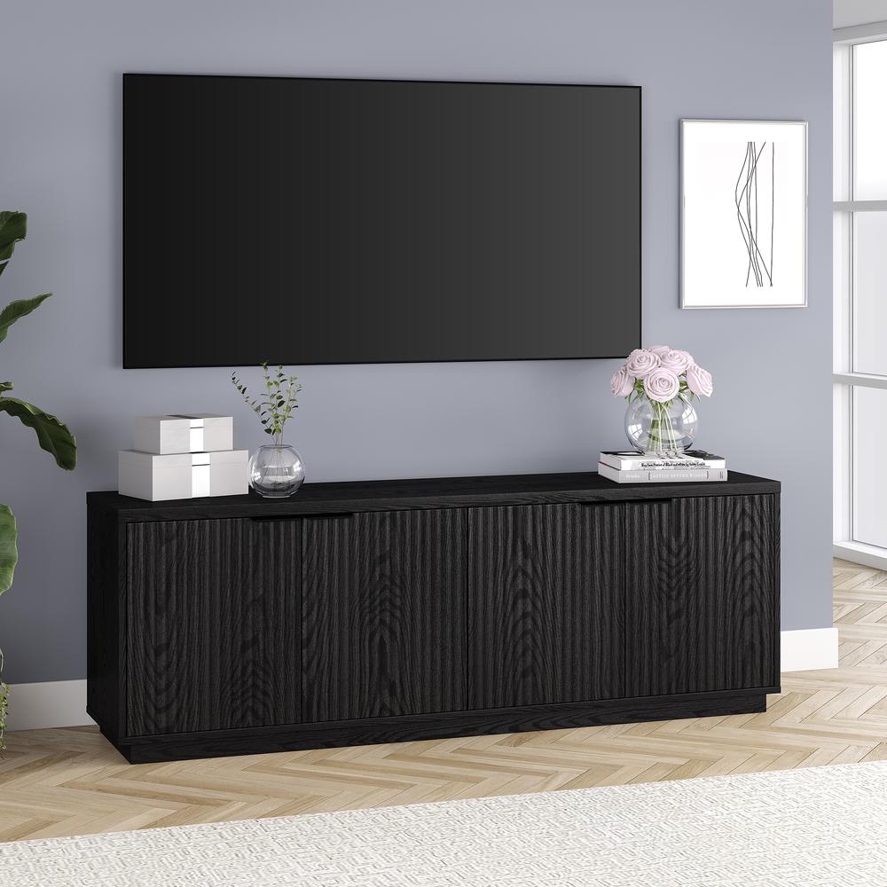 Mansfield Rectangular TV Stand for TV's up to 78" in Black Grain. Picture 4