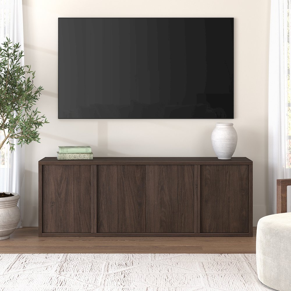 Savin Rectangular TV Stand for TV's up to 75" in Alder Brown. Picture 4