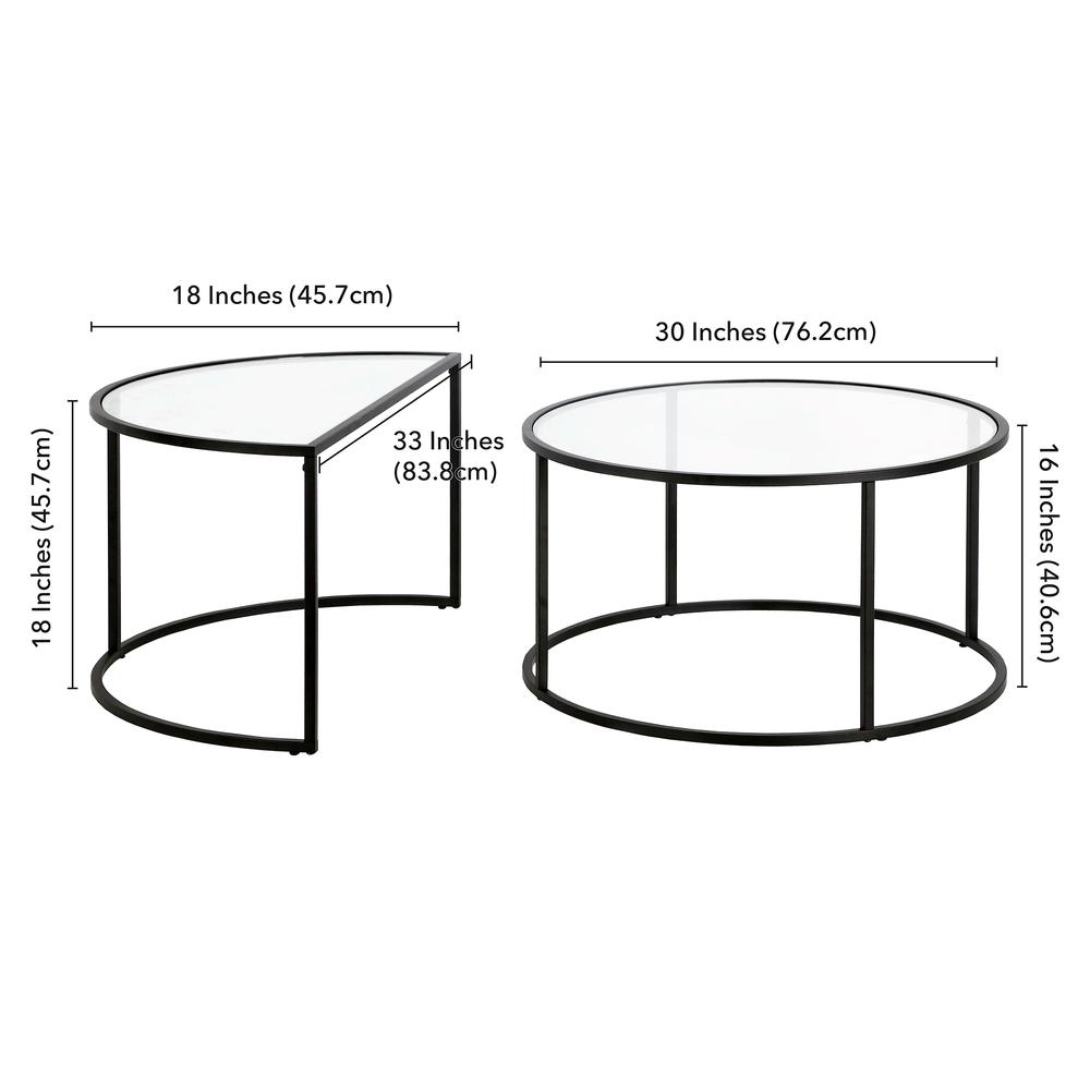 Luna Round & Demilune Nested Coffee Table in Blackened Bronze. Picture 5