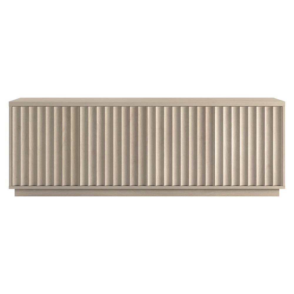 Bourne Rectangular Fluted TV Stand for TV's up to 75" in Alder White. Picture 2