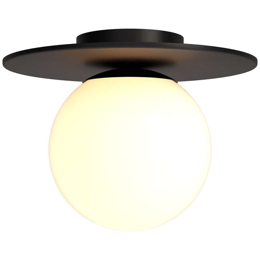 Amma 12" Wide Flush Mount with Glass Shade in Blackened Bronze/White. Picture 3