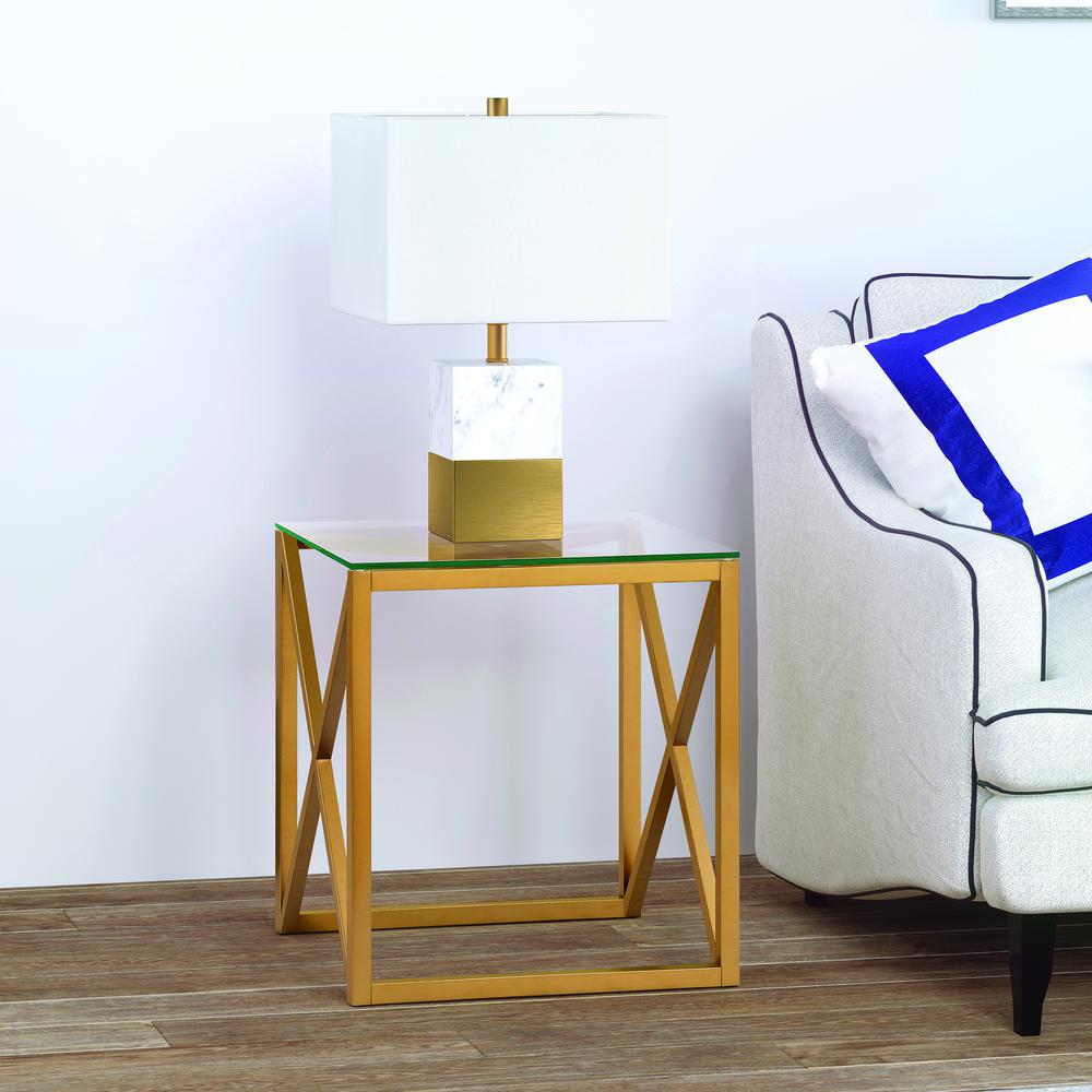 Dixon 20'' Wide Square Side Table in Brass. Picture 2