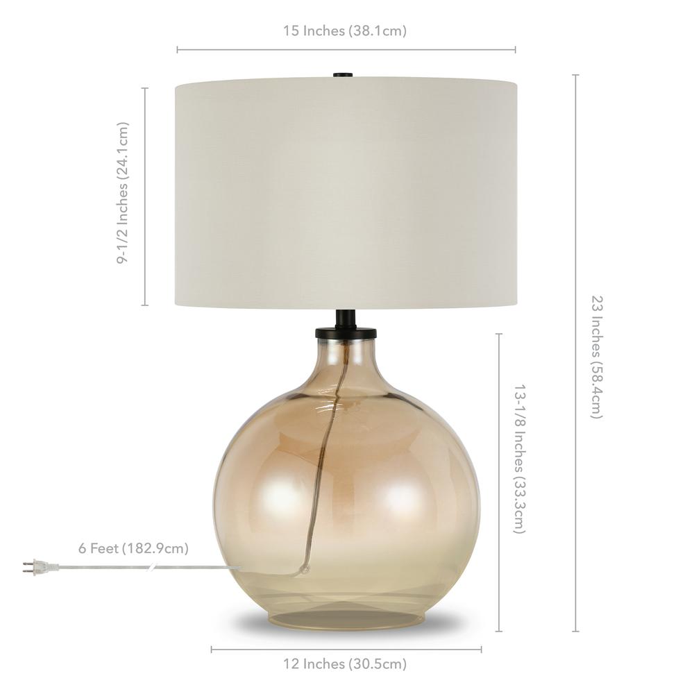 Laelia 24.75" Tall Table Lamp with Fabric Shade in Gold Luster Glass/White. Picture 5