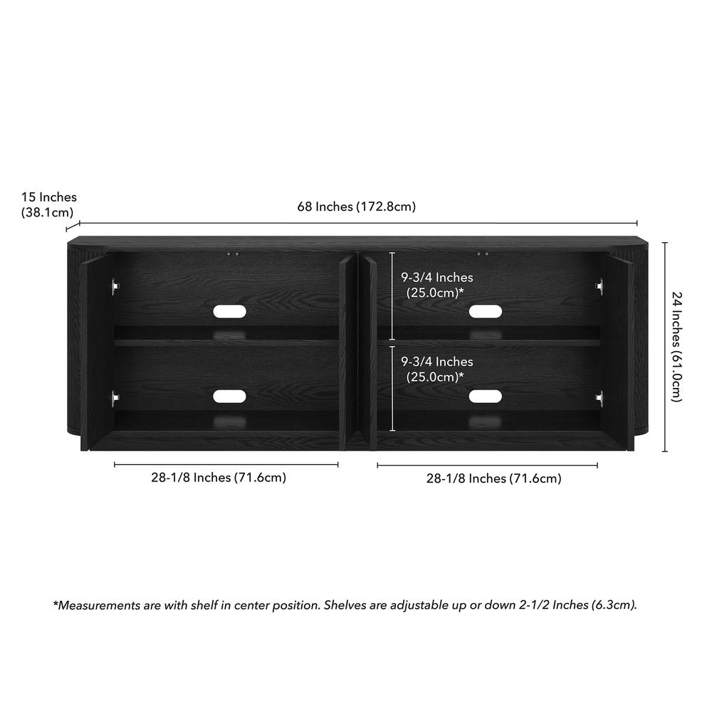 Canton Rectangular TV Stand for TV's up to 75" in Black Grain. Picture 5