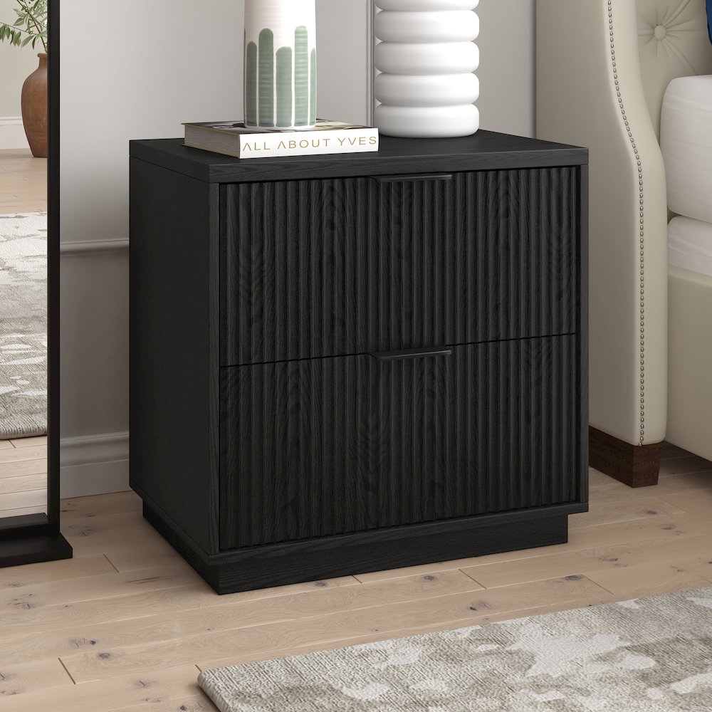 Yarden 24" Wide Rectangular Nightstand in Black Grain. Picture 3