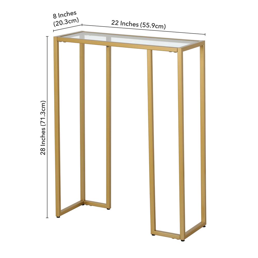 Oscar 22'' Wide Rectangular Console Table in Brass. Picture 5