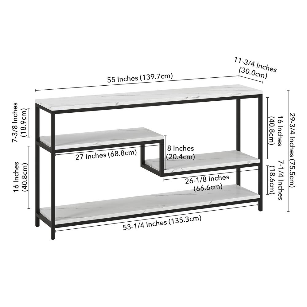 Mathis 55" Wide Rectangular Console Table in Blackened Bronze/Marble. Picture 4