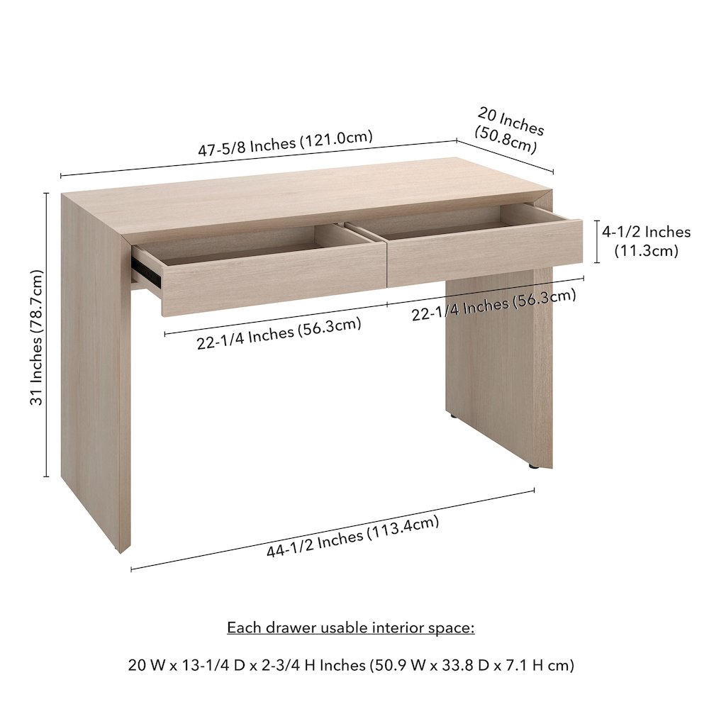 Pembroke 48'' Wide Rectangular Desk in Alder White. Picture 5