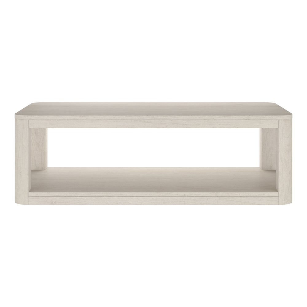 Stellan 47" Wide Rectangular Coffee Table in Alder White. Picture 2