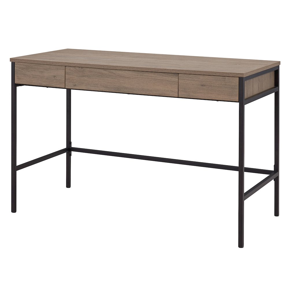 48" Computer Desk Writing Table with 3 Storage Drawers, Weathered Gray. Picture 4