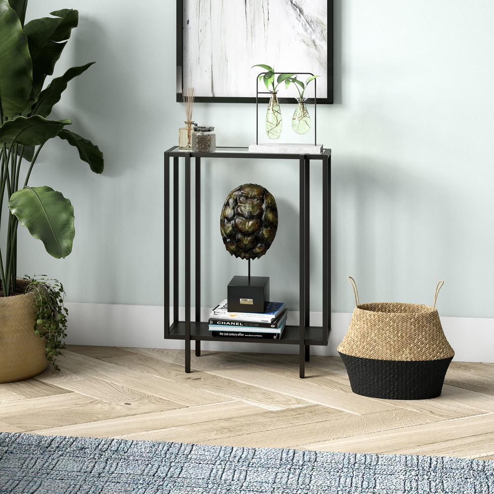 Vireo 22'' Wide Rectangular Console Table with Metal Shelf in Blackened Bronze. Picture 4
