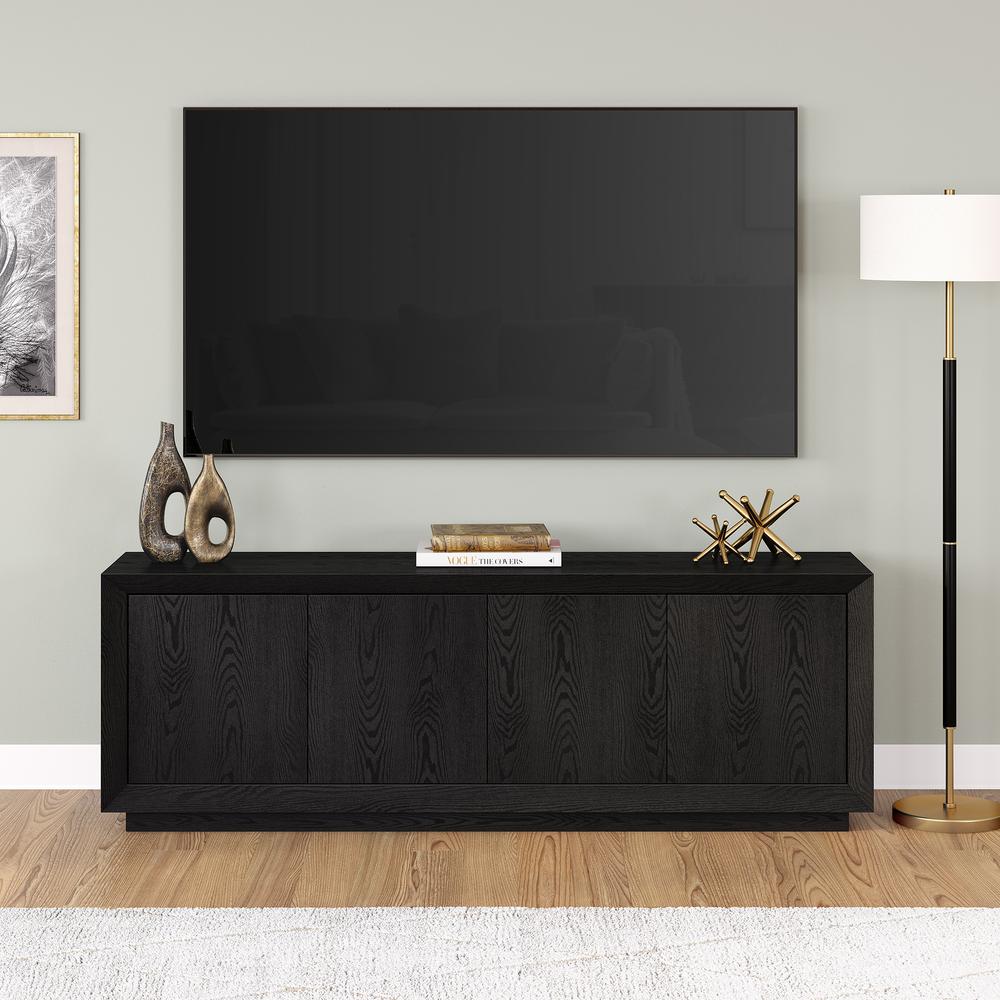 Oswald Rectangular TV Stand for TV's up to 75" in Black Grain. Picture 2