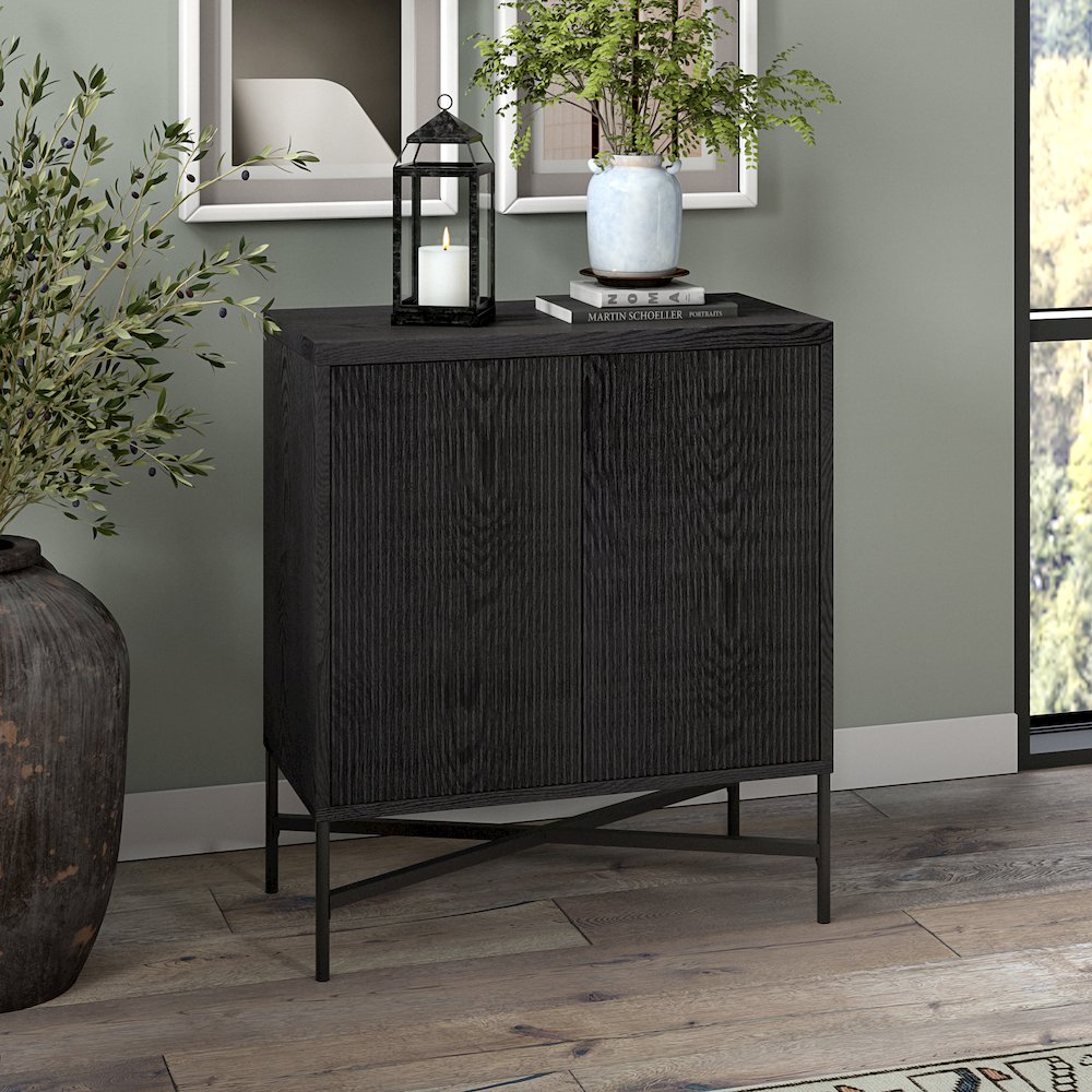 Henn&Hart 28" Fluted Accent Cabinet, Ribbed Modern Sideboard Buffet Cabinet. Picture 2