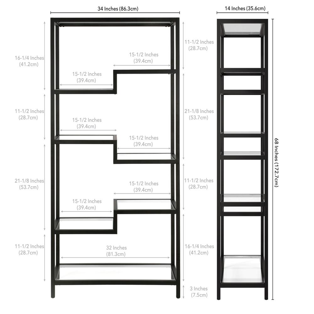 Johann 68'' Tall Rectangular Bookcase in Blackened Bronze. Picture 5