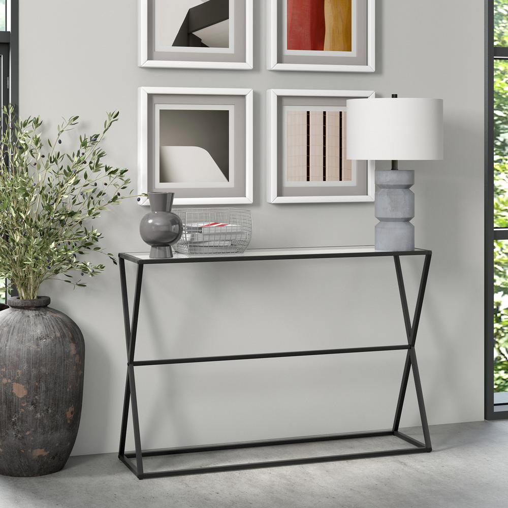 Sabrina 45'' Wide Rectangular Console Table in Blackened Bronze. Picture 4