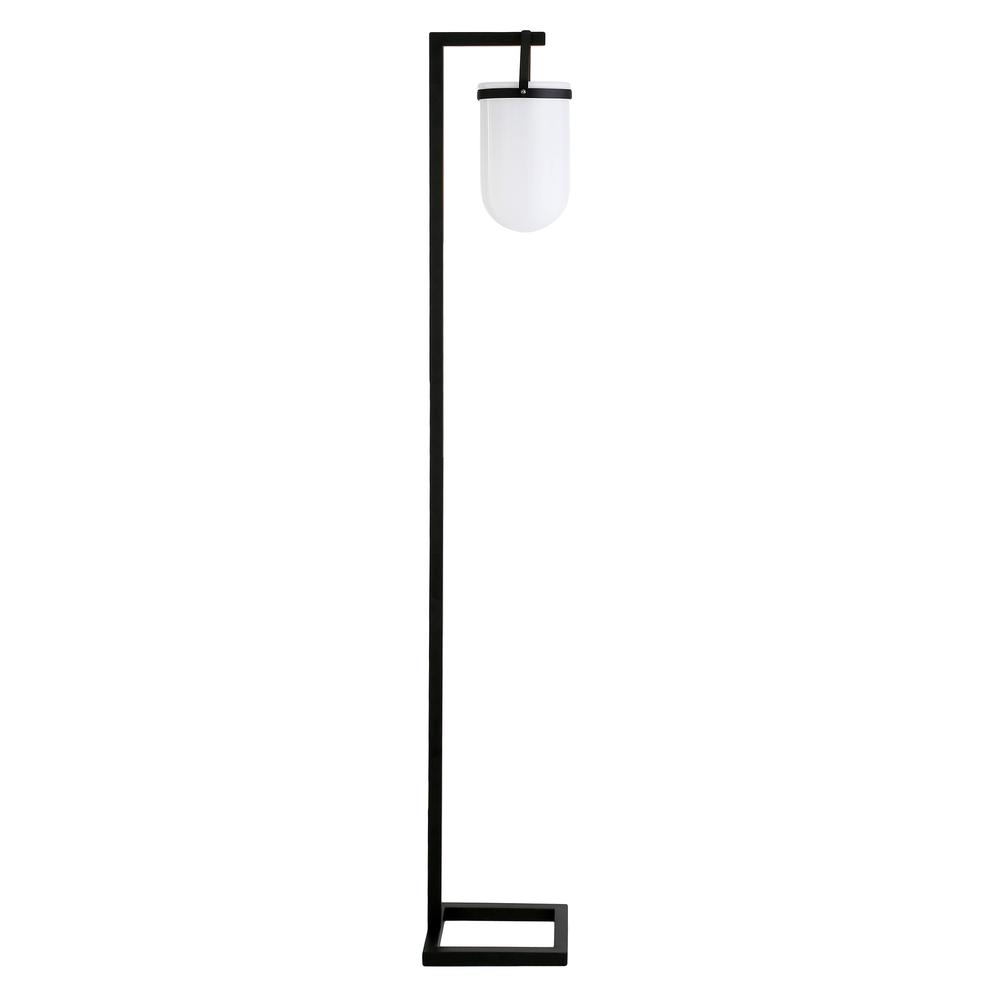 Shiloh 68" Tall Floor Lamp with Glass Shade in Blackened Bronze /White Milk. Picture 1
