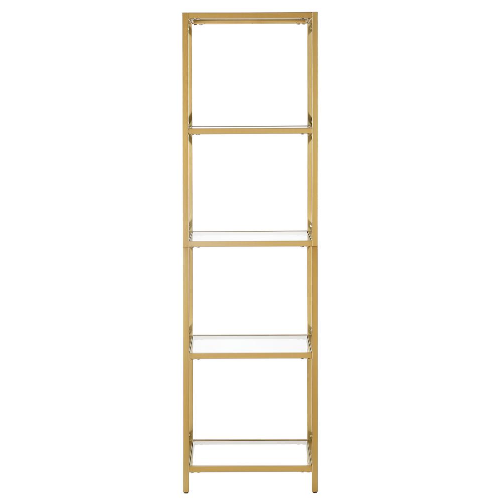 Celine 18'' Wide Rectangular Bookcase in Brass. Picture 3