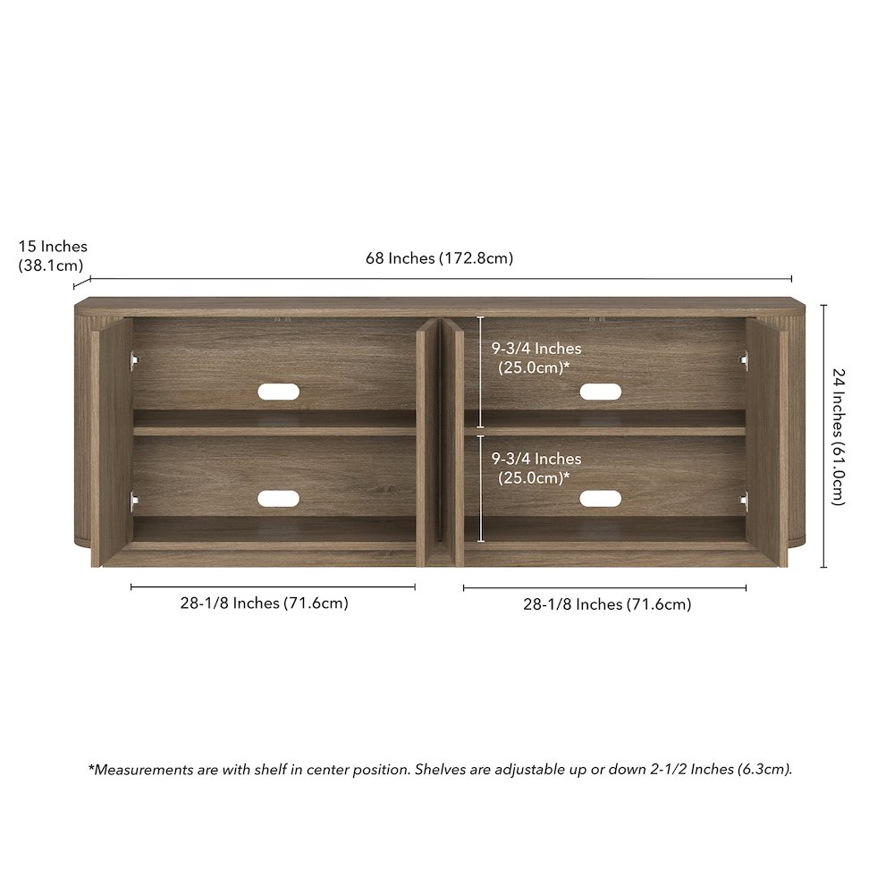 Canton Rectangular TV Stand for TV's up to 75" in Antiqued Gray Oak. Picture 5