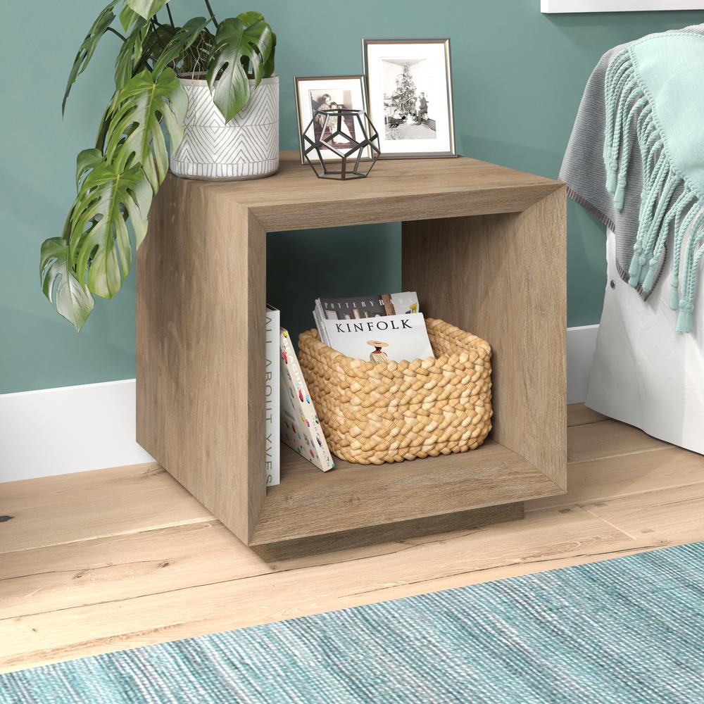 Tannen 22" Wide Rectangular Side Table in Antiqued Gray Oak. Picture 4