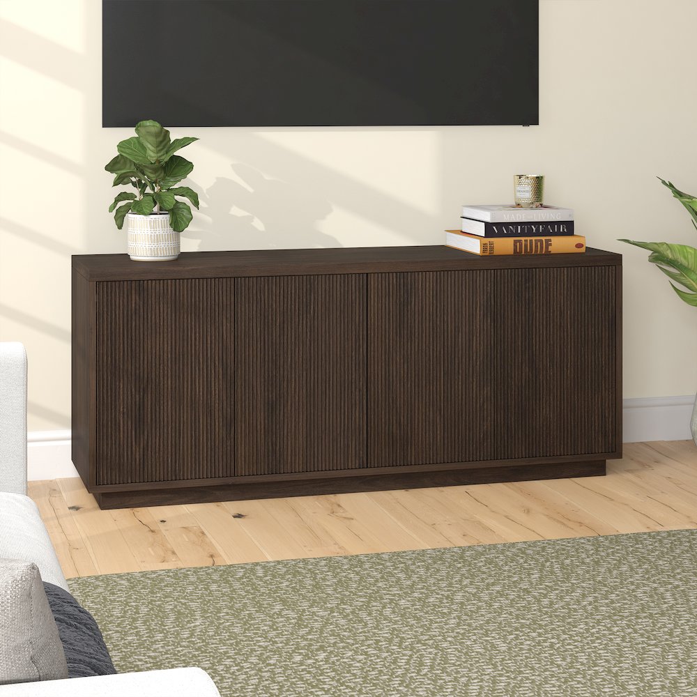 Hanson Rectangular TV Stand for TV's up to 65" in Alder Brown. Picture 4