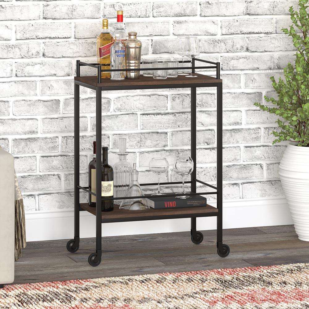 Barnes 23.5'' Wide Rectangular Bar Cart in Alder Brown. Picture 3