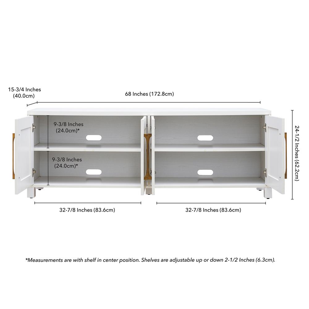 Chabot Rectangular TV Stand for TV's up to 80" in White. Picture 5