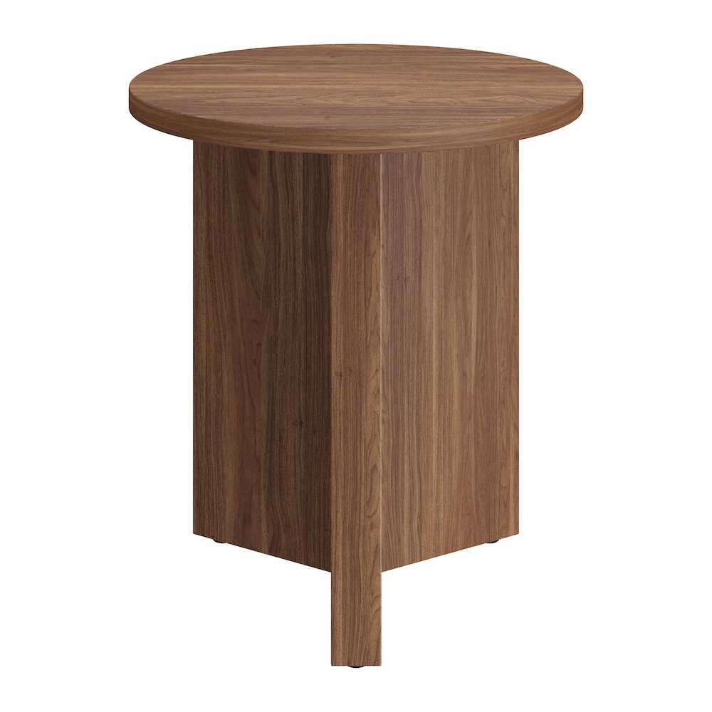 Anders 20" Wide Round Side Table in Satin Walnut. Picture 2