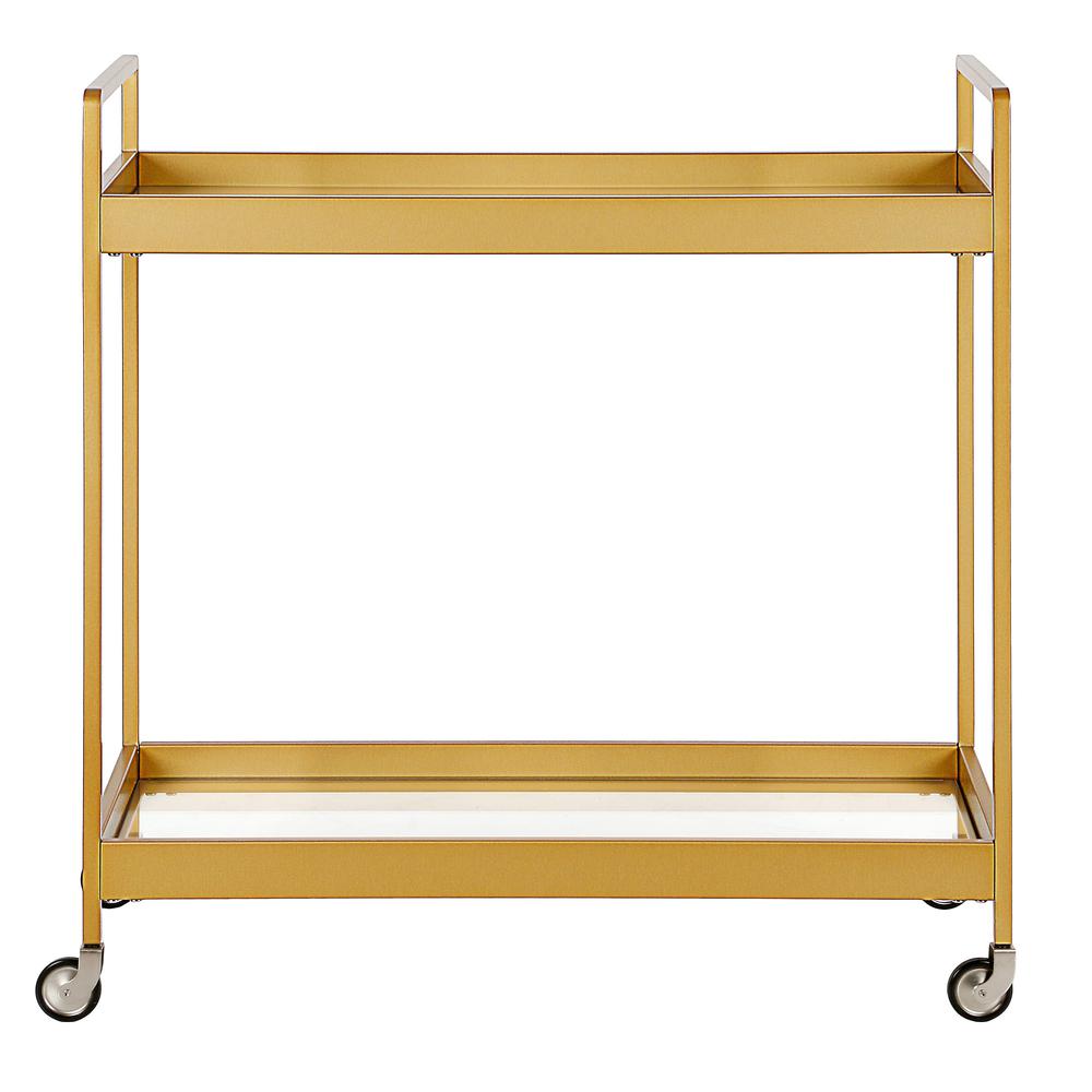 Cooper 33'' Wide Rectangular Bar Cart in Brass. Picture 3