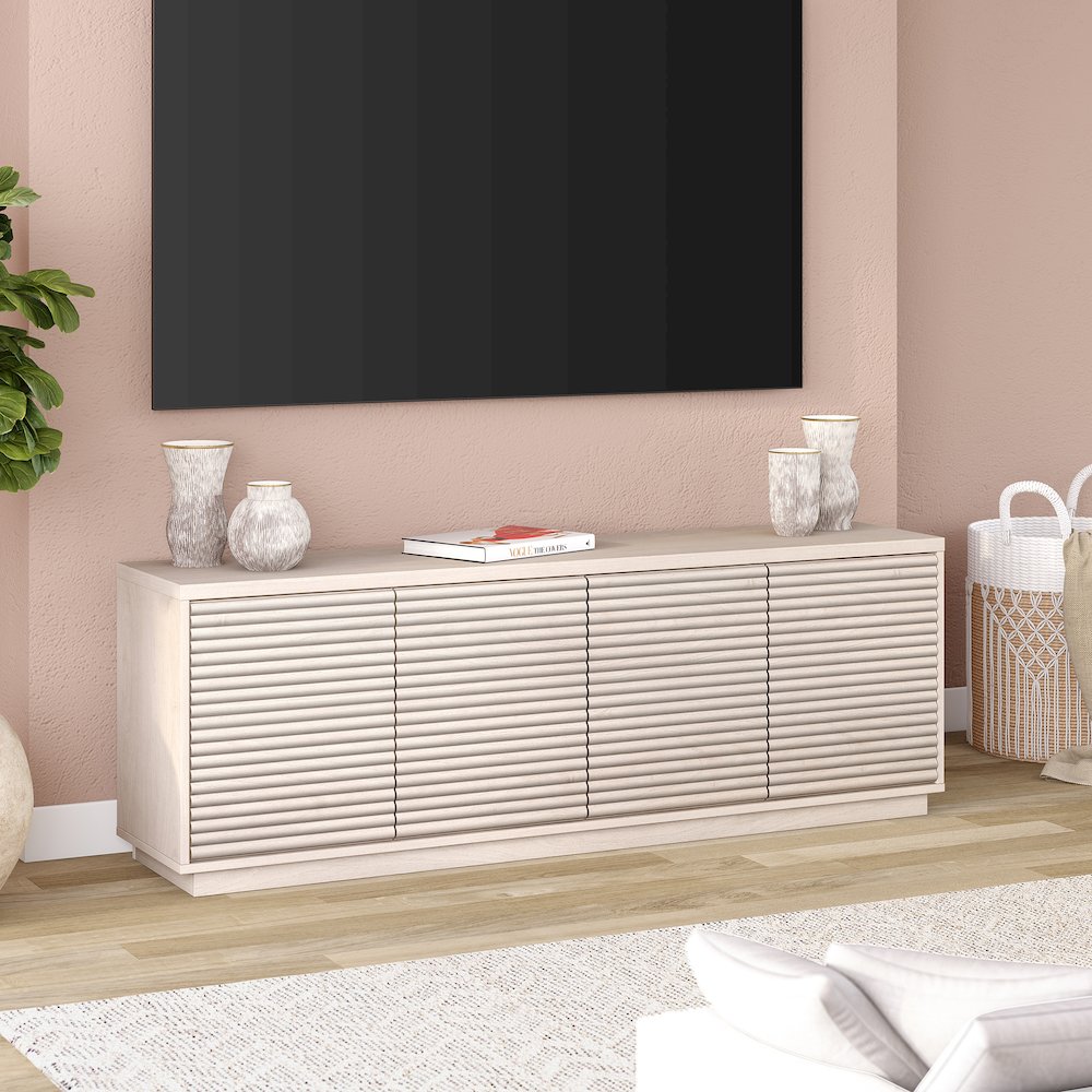 Tullis Rectangular TV Stand for TV's up to 78" in Alder White. Picture 4