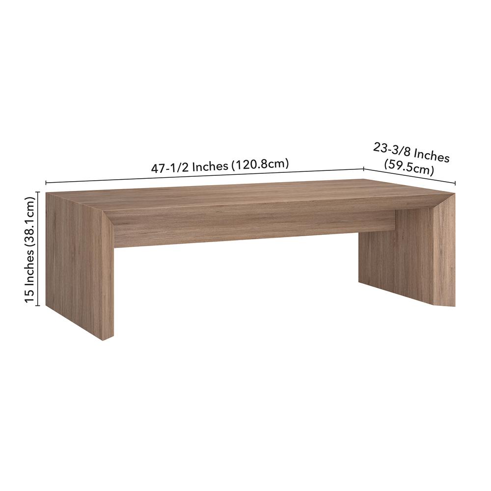 Oswin 48" Wide Rectangular Coffee Table in Antiqued Gray Oak. Picture 5