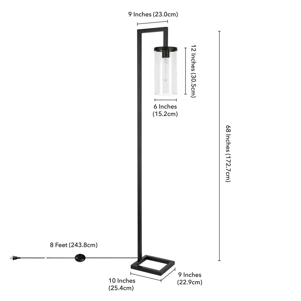 Malva 67.75" Tall Floor Lamp with Glass Shade in Blackened Bronze/Clear. Picture 5
