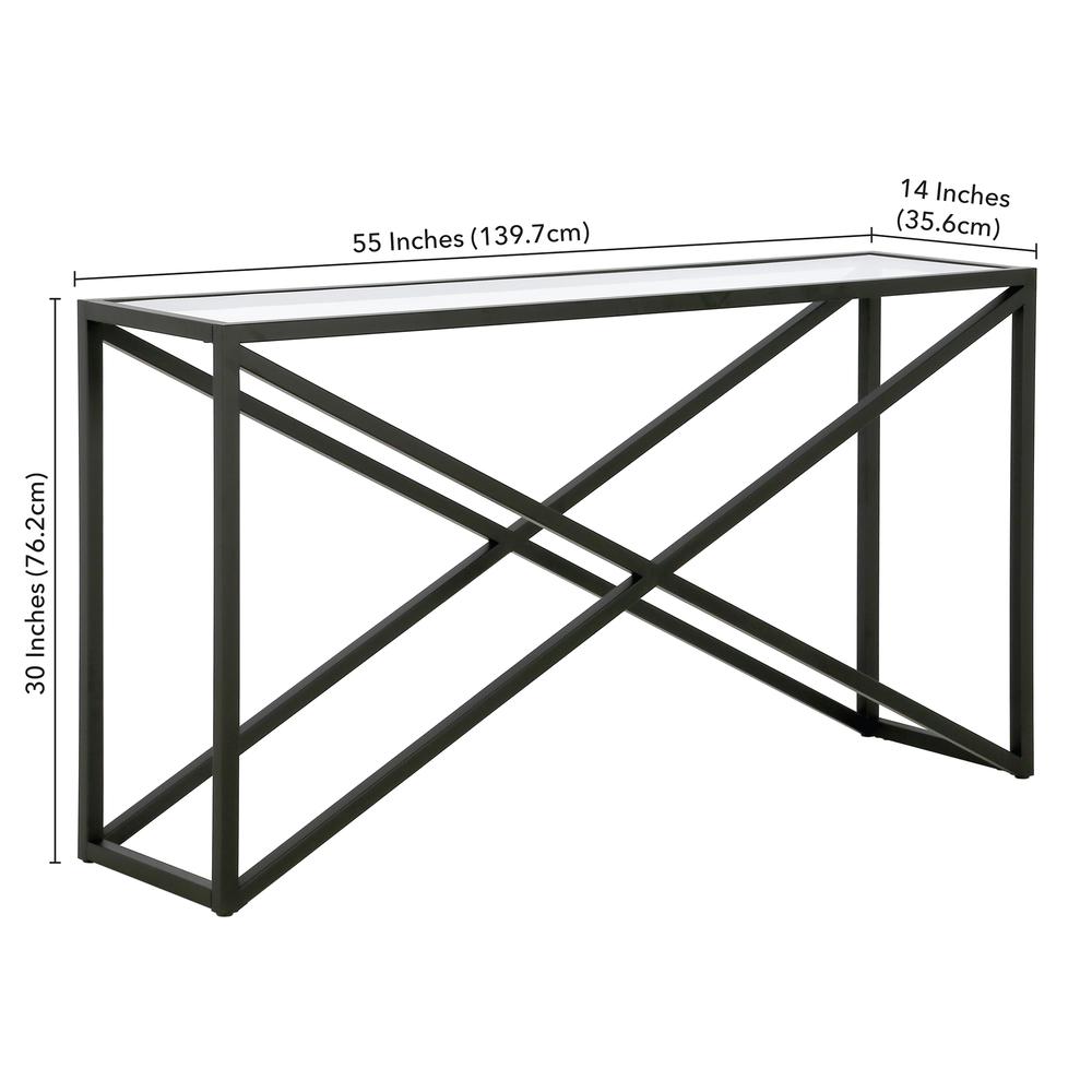 Calix 55'' Wide Rectangular Console Table in Blackened Bronze. Picture 5