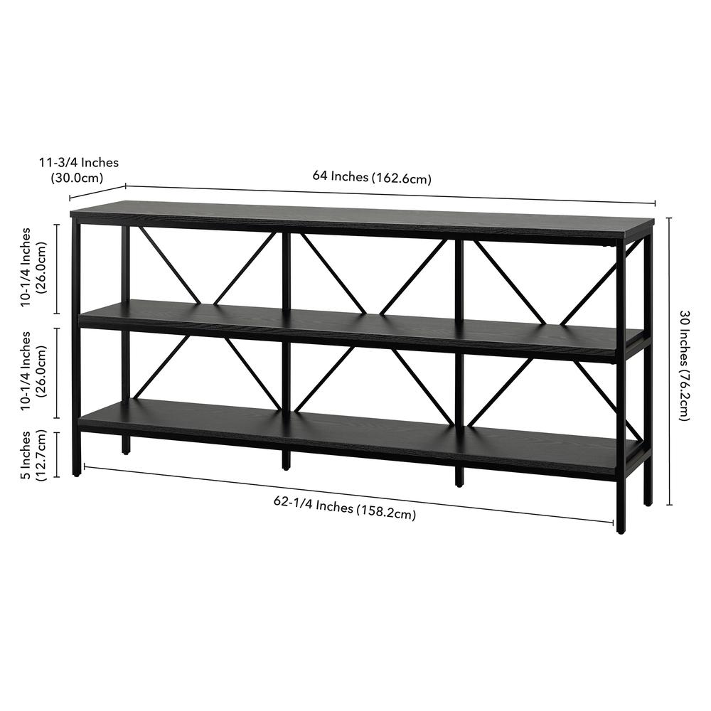 Kira 64" Wide Rectangular Console Table in Blackened Bronze/Black Grain. Picture 5