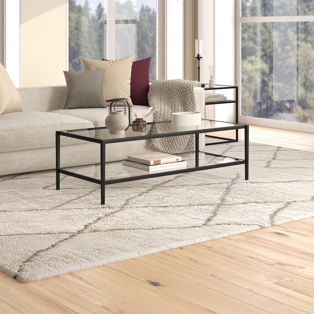 Hera 54'' Wide Rectangular Coffee Table in Blackened Bronze. Picture 4