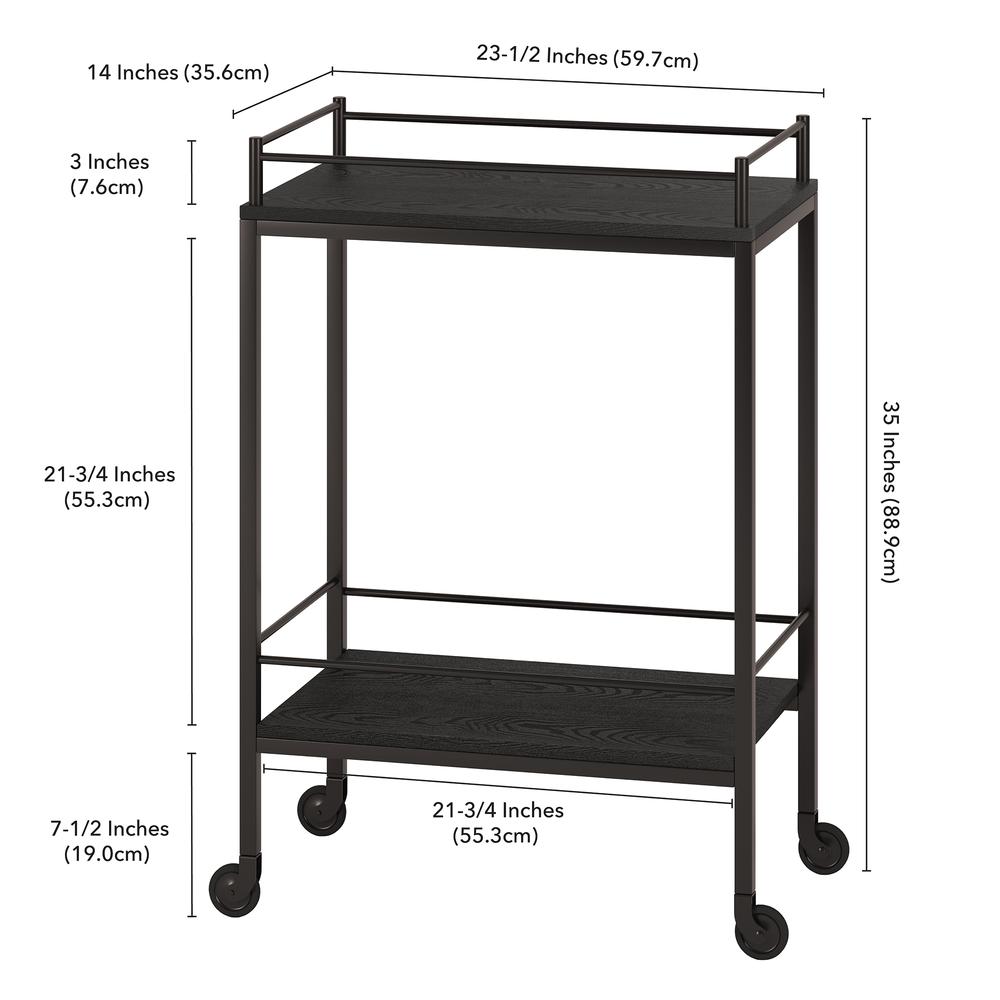 Barnes 23.5'' Wide Rectangular Bar Cart in Black Grain. Picture 5